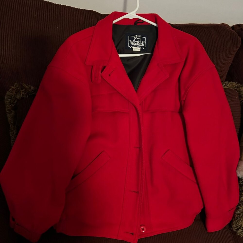 Red Woolrich coat size M